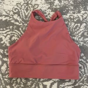 Lululemon Energy High Neck Longline Pink Sports Bra Size 8